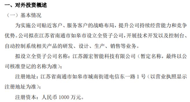 铁力山拟在江苏省南通市如皋市投资1000万设立全资子